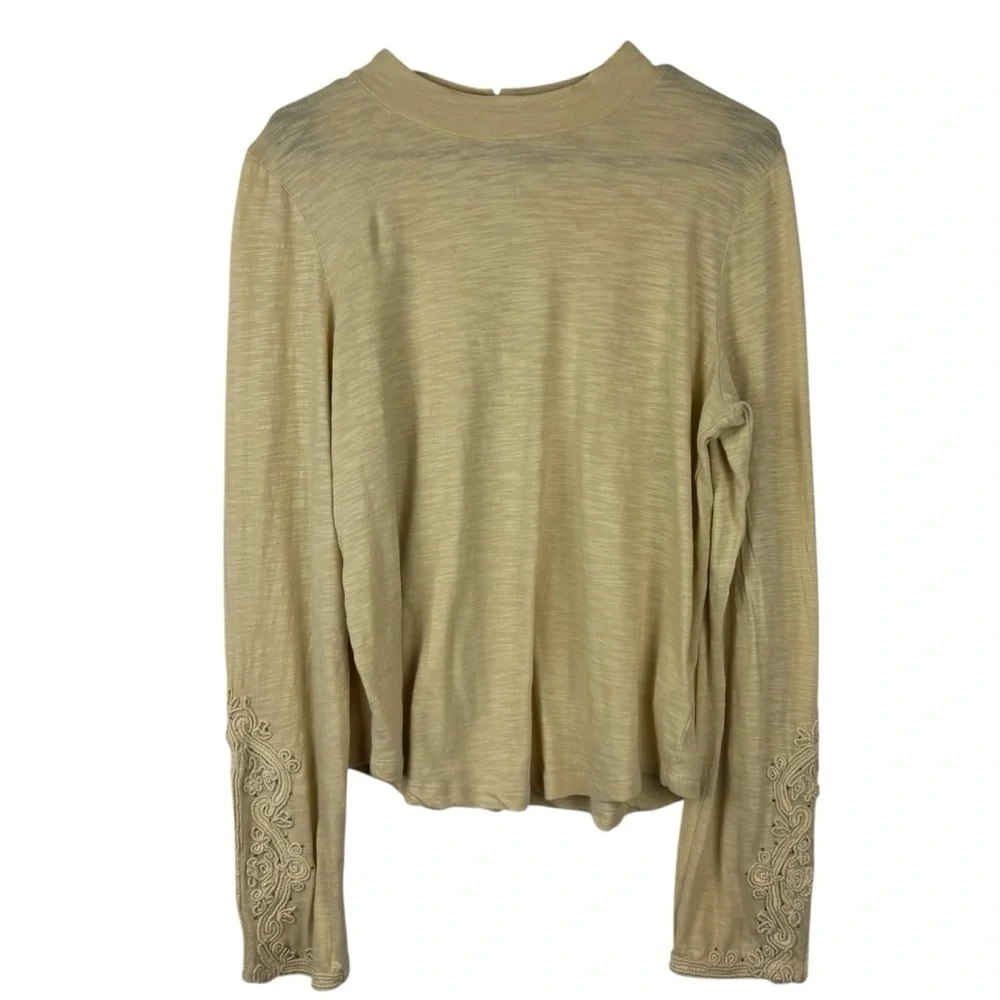 We the Free Hooked on You Mockneck Embroidered Boho Top Cream Size - Picture 4 of 16